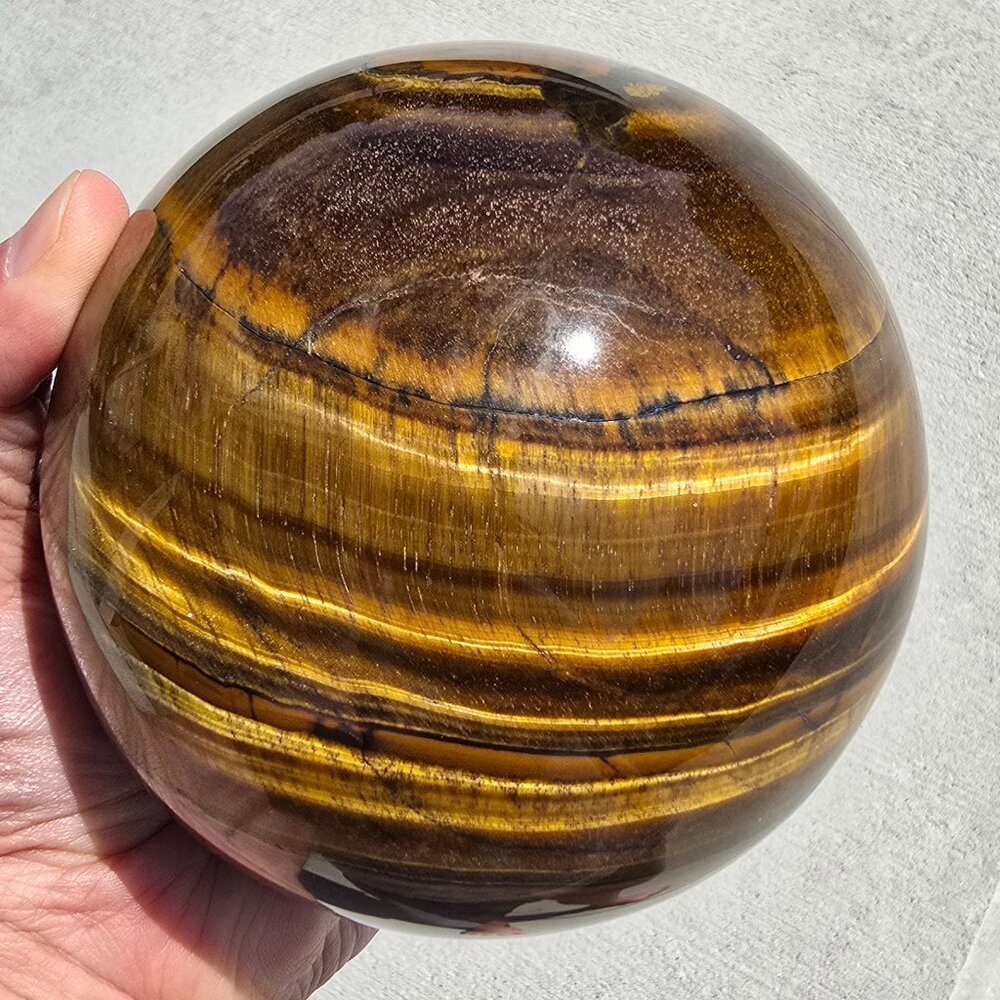 Large Iron Tiger’s Eye Sphere – Strength • Protection • Grounded Confidence